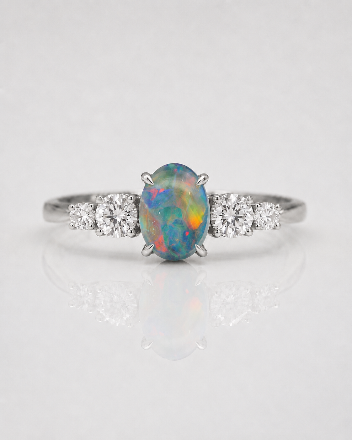 Bespoke 1.50ct Red-Multicolour Opal Ring