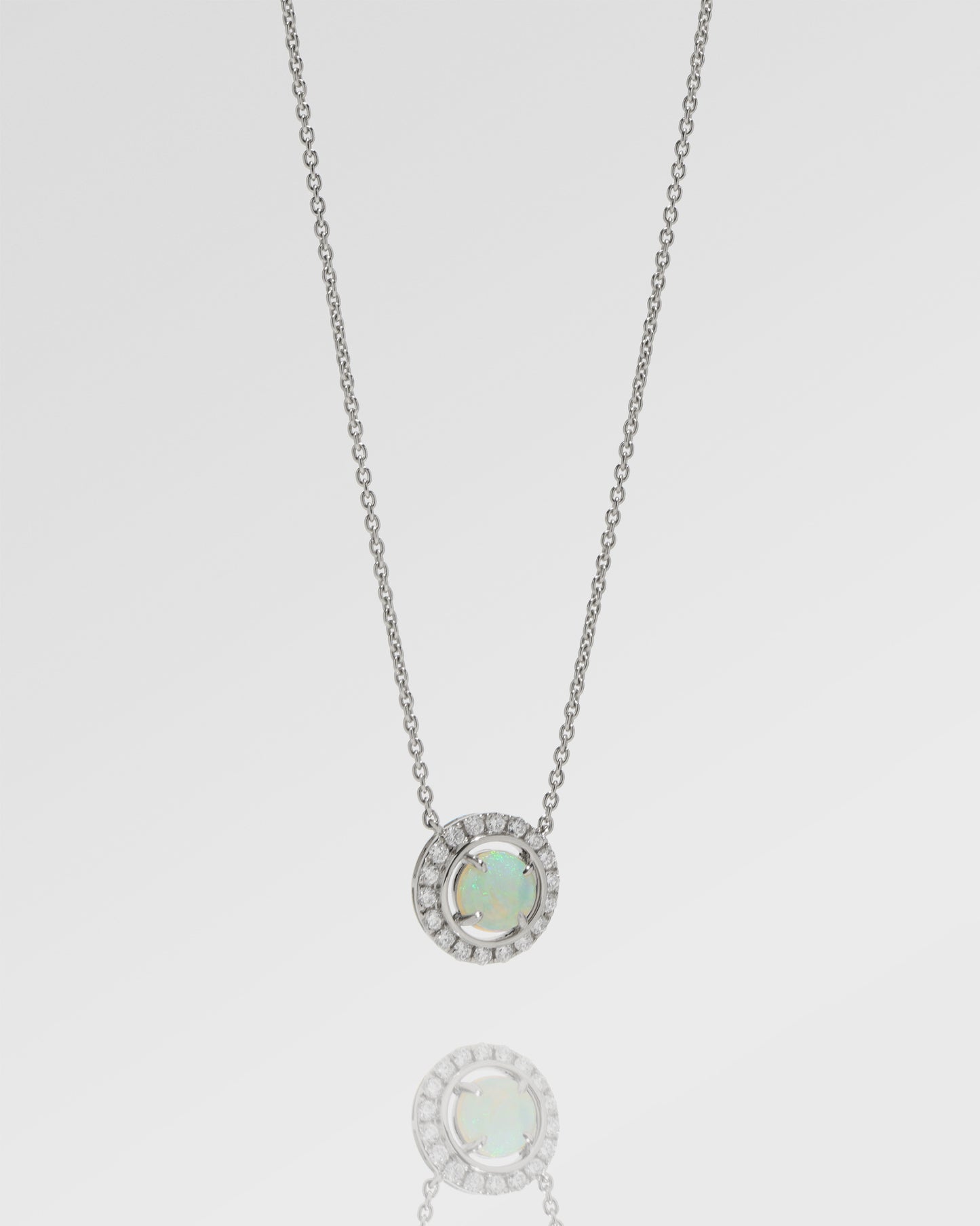 Cheal Opal Classic Collection Halo Necklace, 6mm