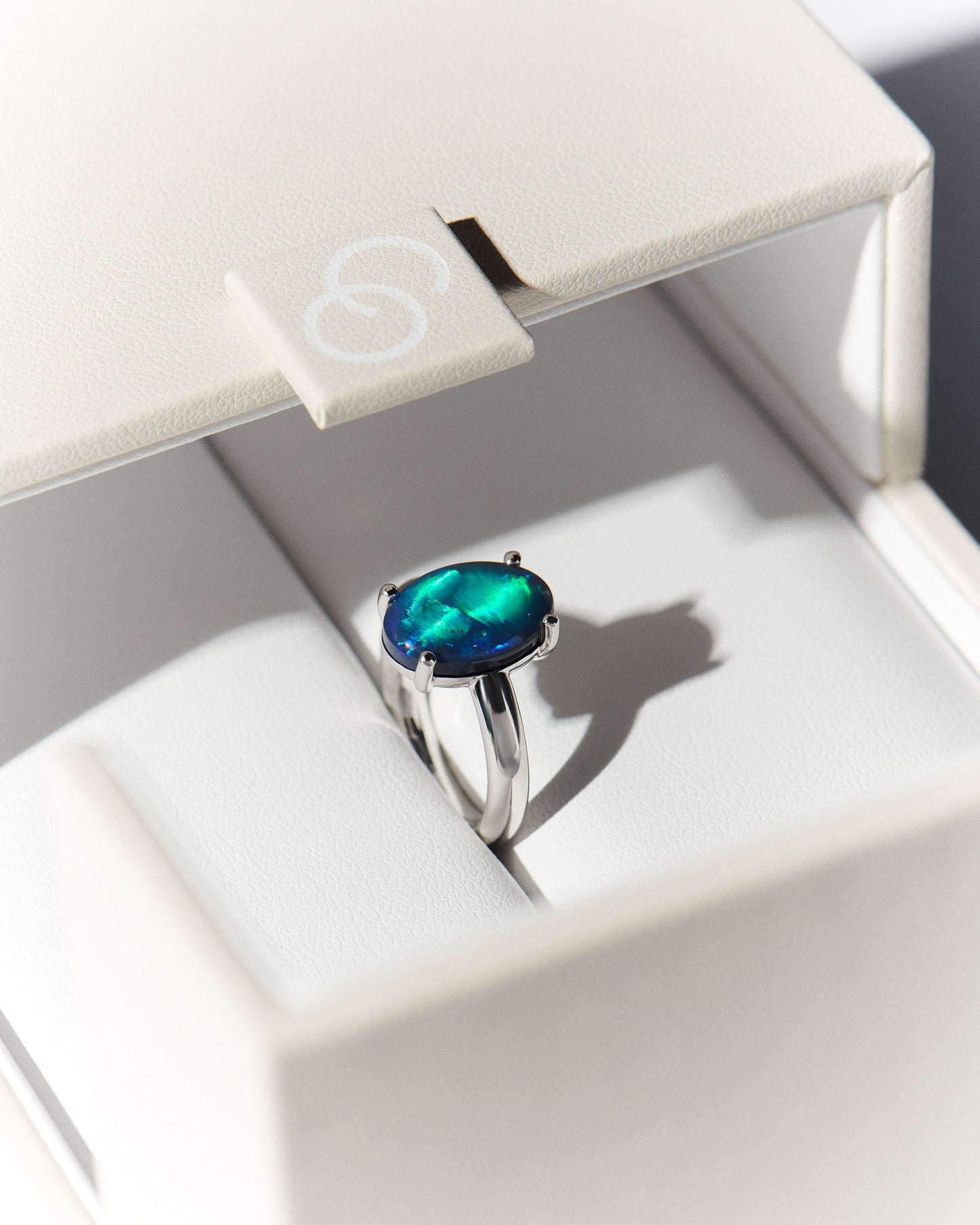 5.05ct Green, Blue Opal Ring