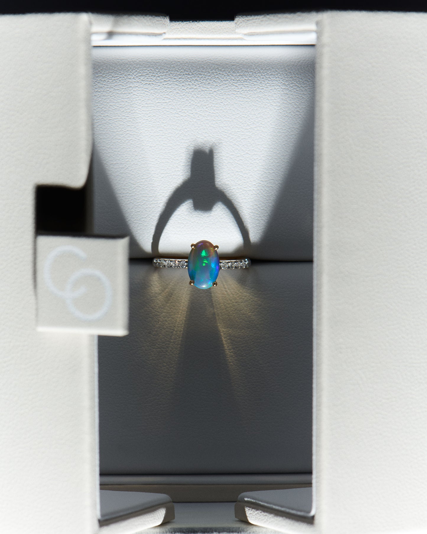 1.57ct Green, Orange Opal Ring