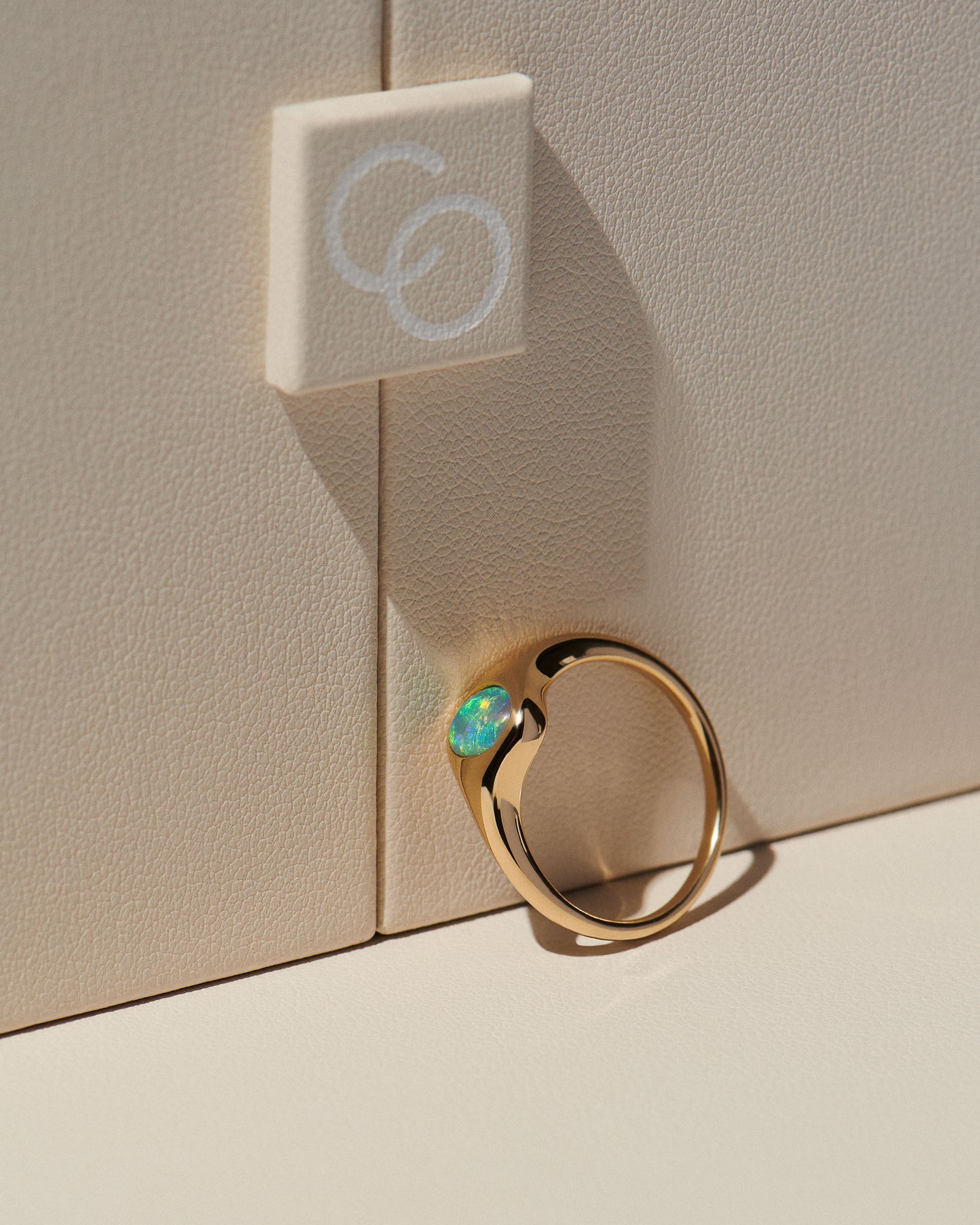 0.74ct Green, Orange Opal Ring