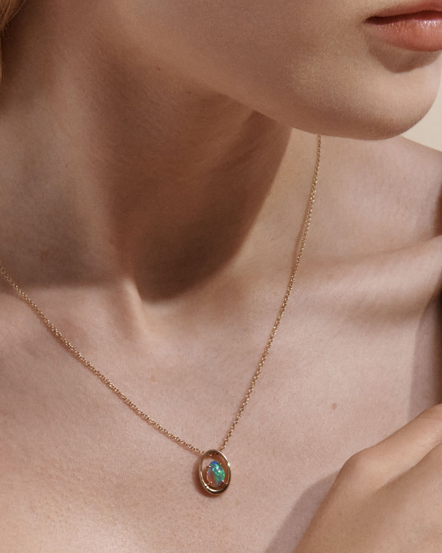 1.13ct Green, Orange Opal Necklace