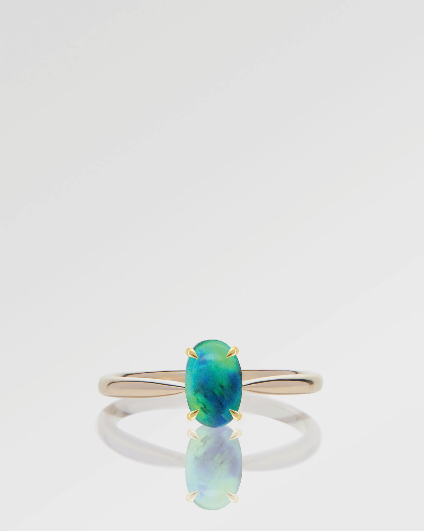0.98ct Orange, Green Opal Ring