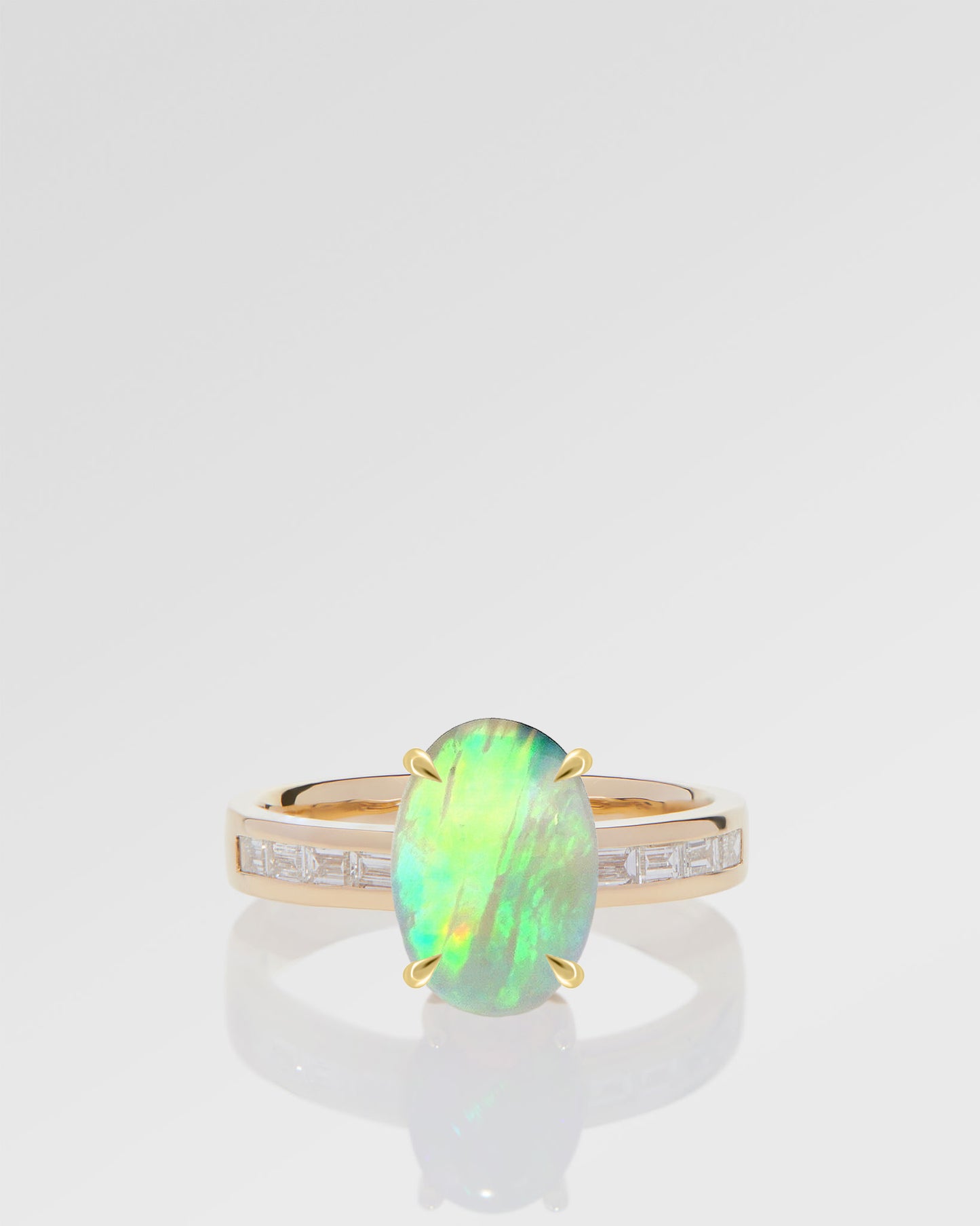 Bespoke 1.87ct Green, Orange Opal Ring