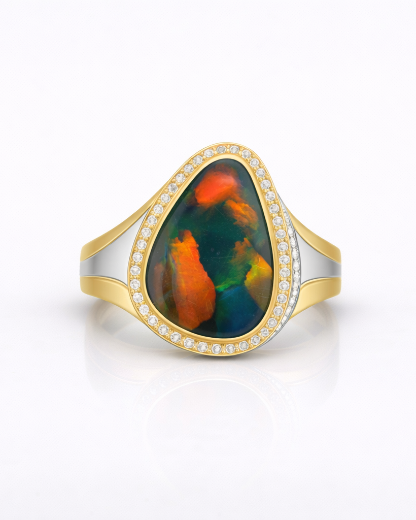 1,62 karaat rode veelkleurige opaal edelsteen 