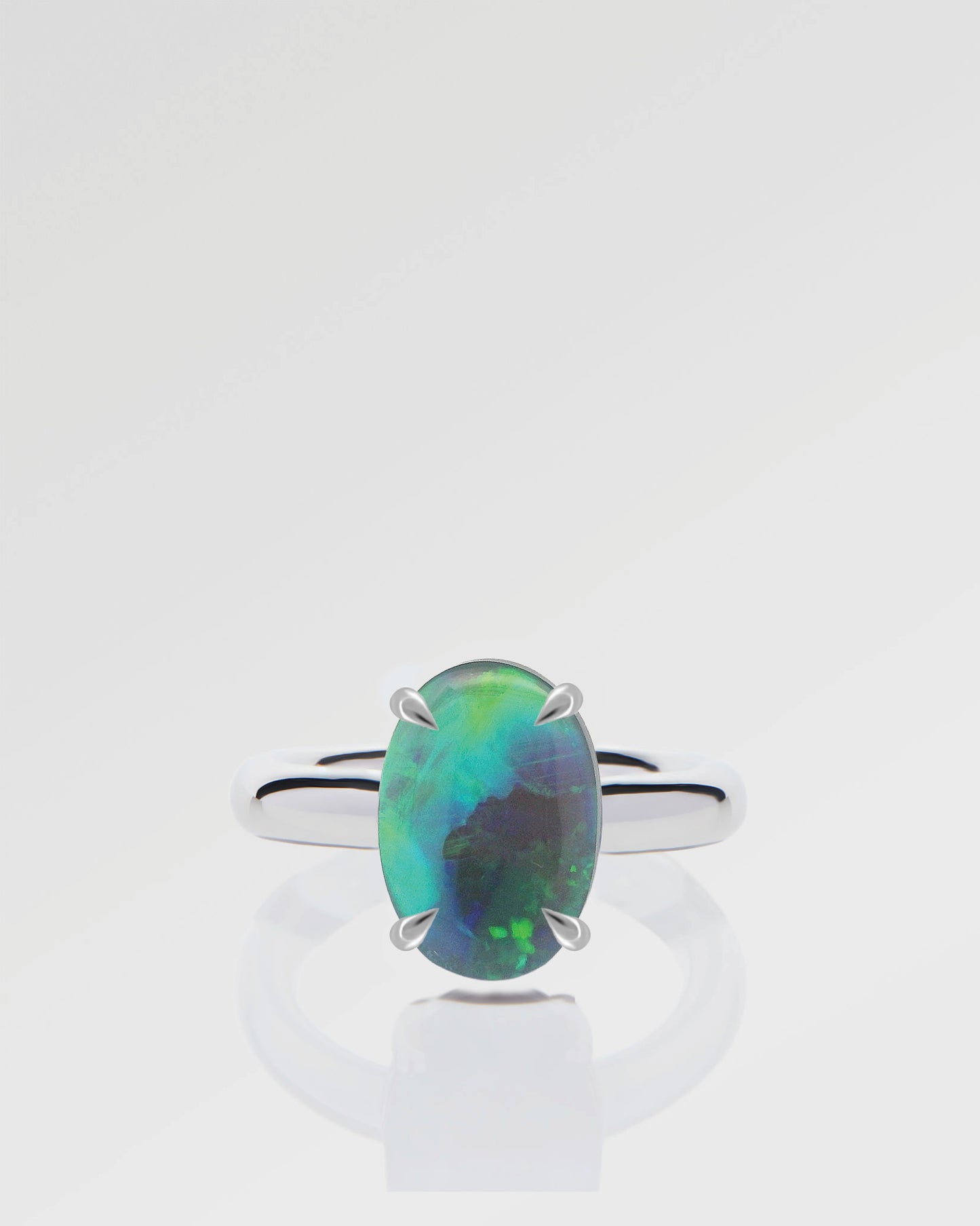 3.64ct Green, Blue Opal Ring