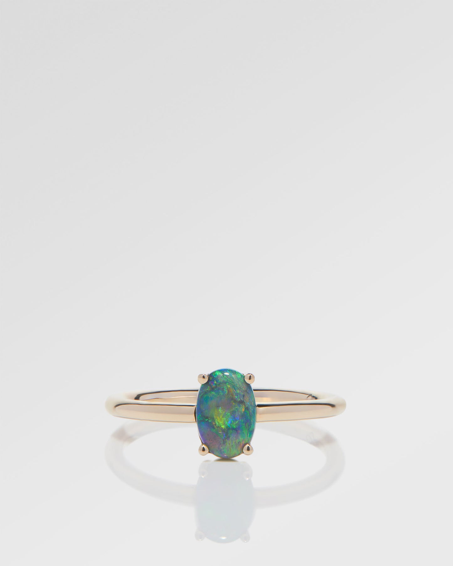 0.60ct Orange, Green Opal Ring