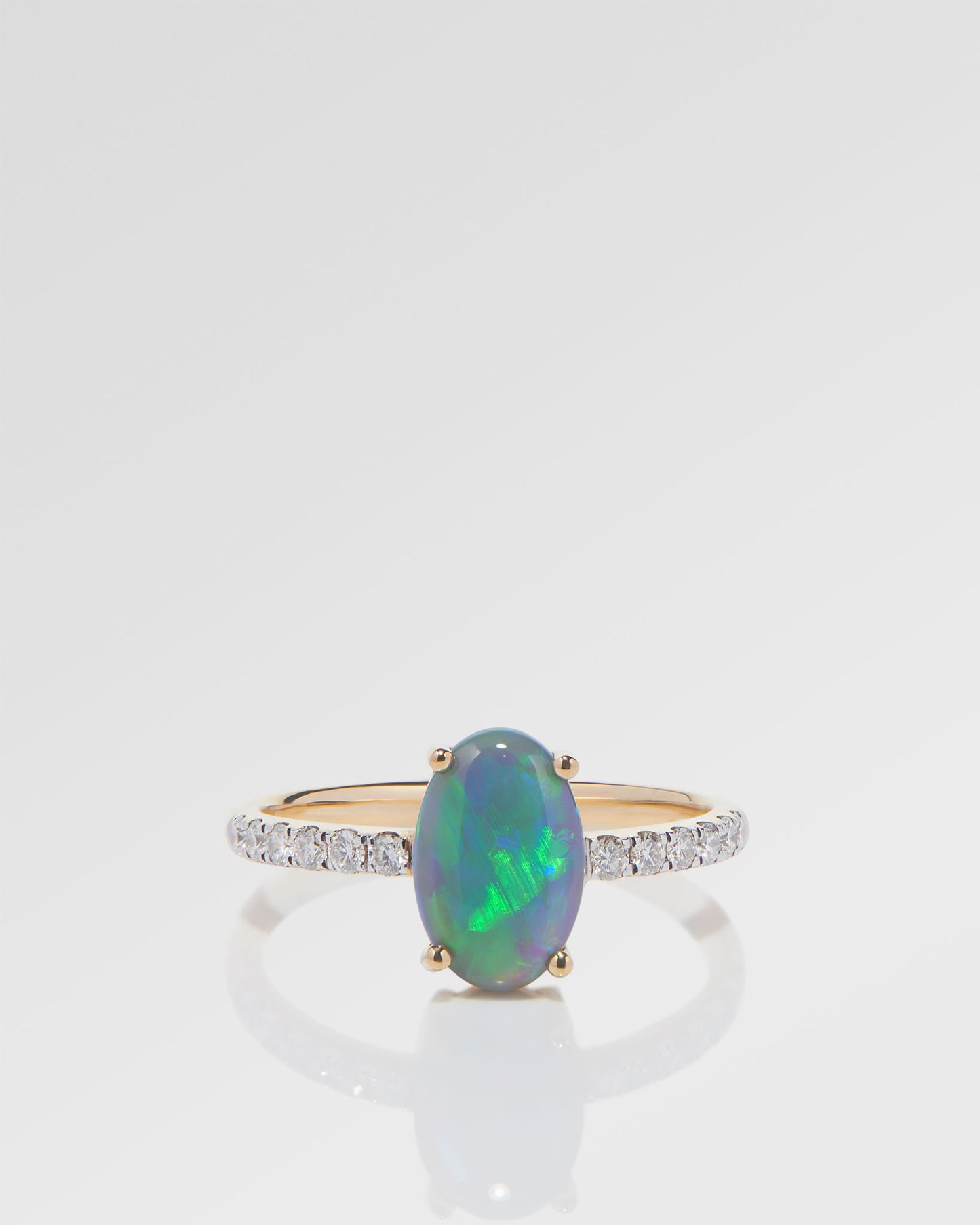 1.57ct Green, Orange Opal Ring