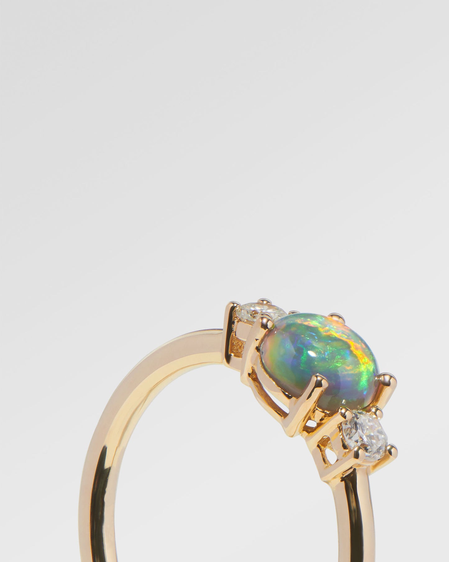 0.81ct Red, Green Opal Ring