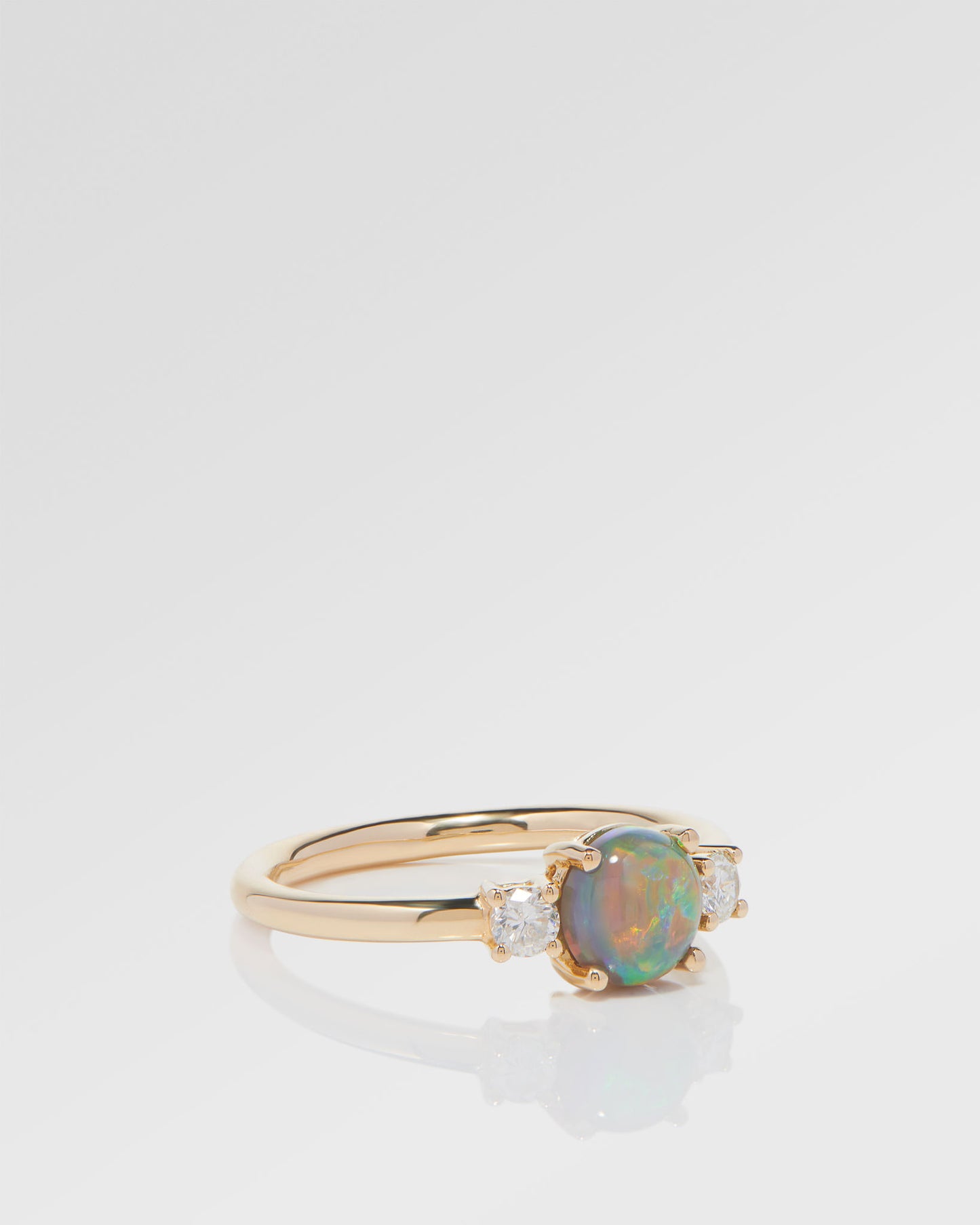 0.81ct Red, Green Opal Ring