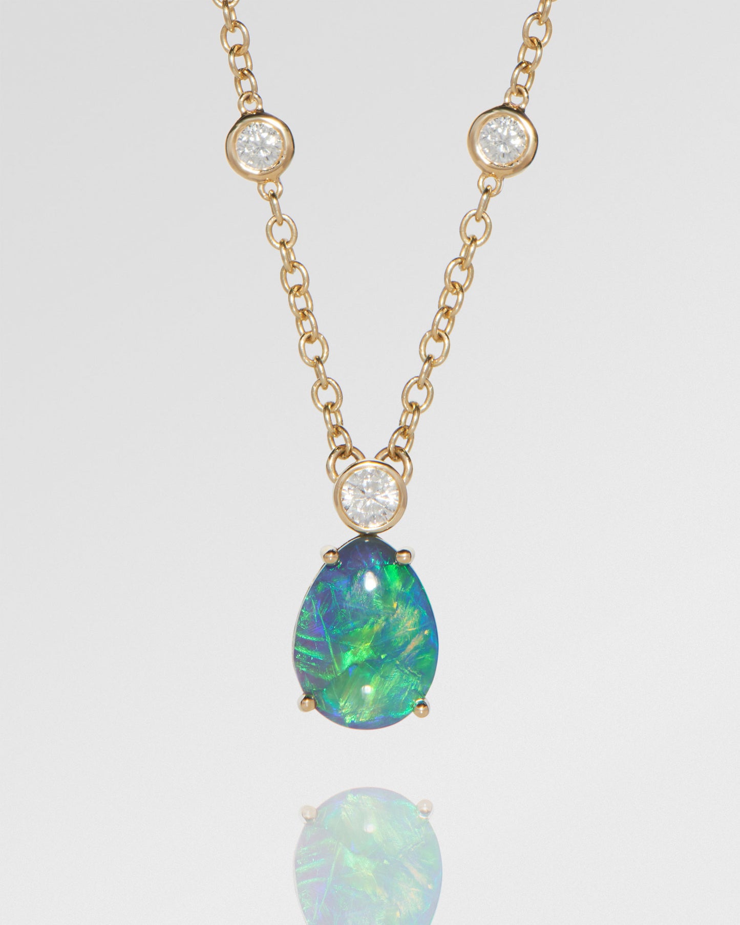 3.30ct Green, Orange Opal Necklace