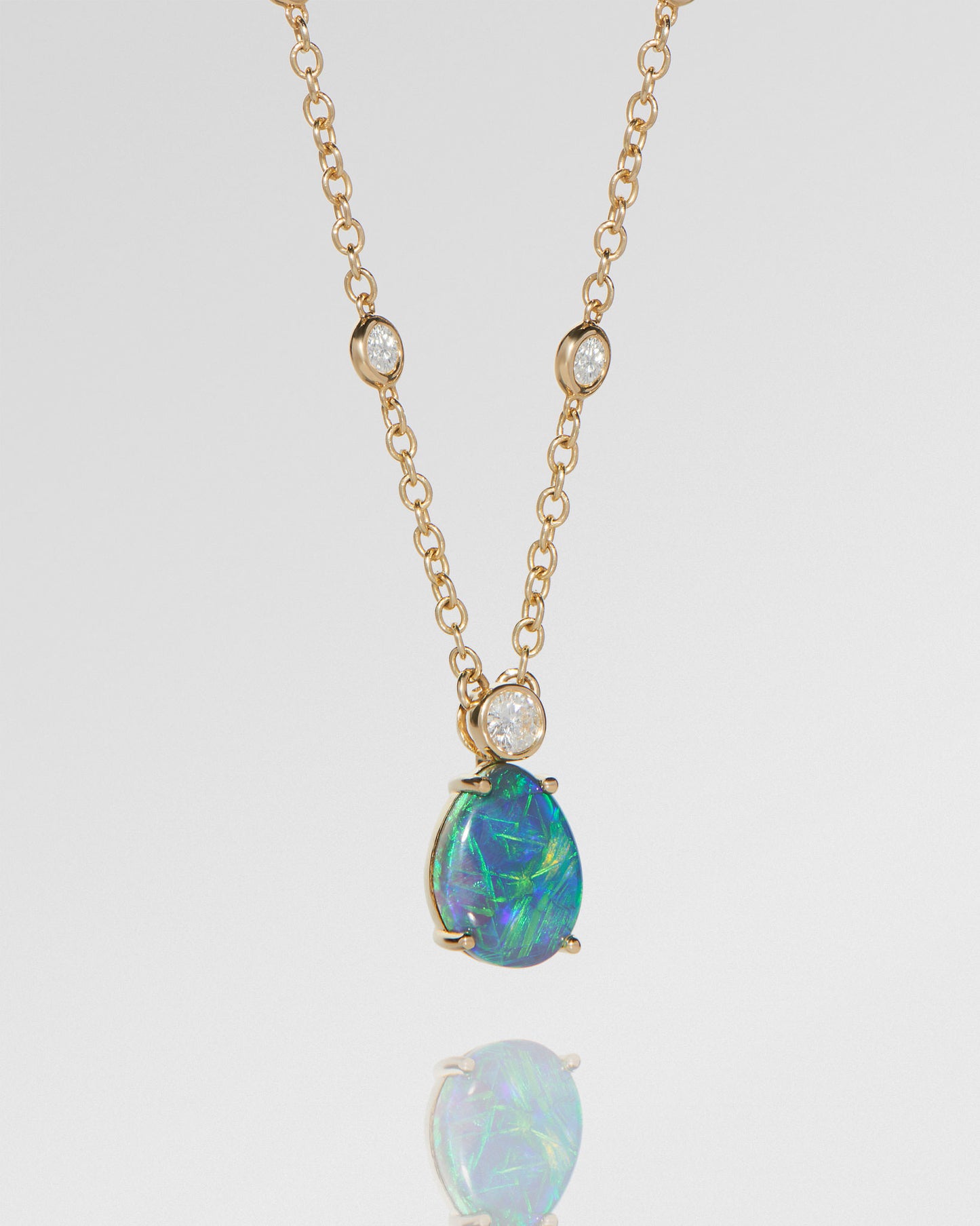 3.30ct Green, Orange Opal Necklace