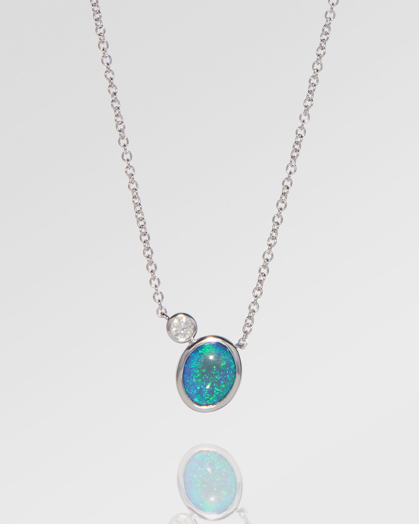 1.51ct Blue, Green Opal Necklace