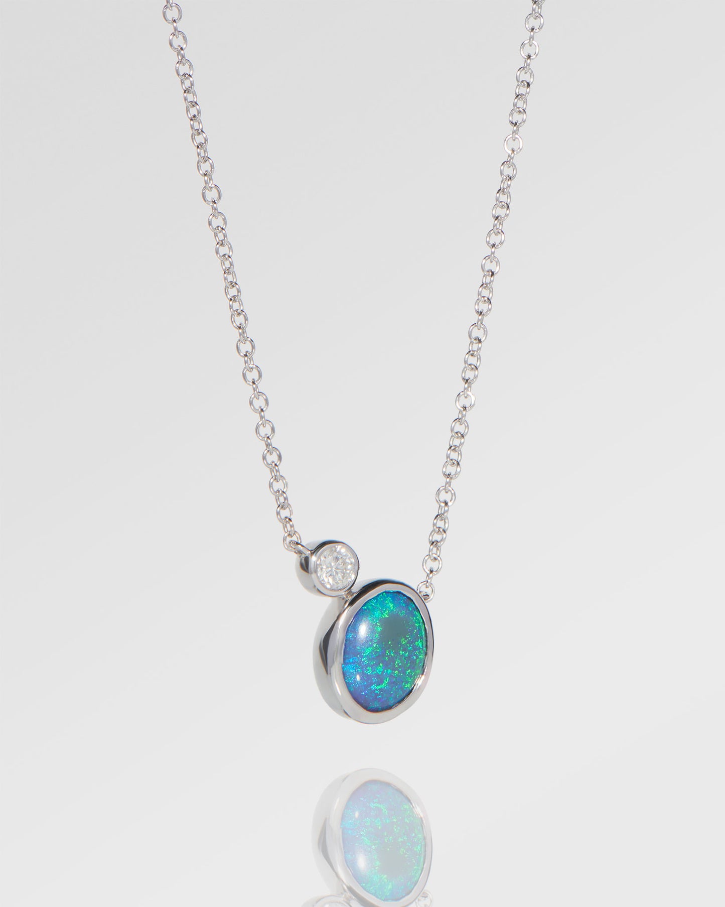 1.51ct Blue, Green Opal Necklace