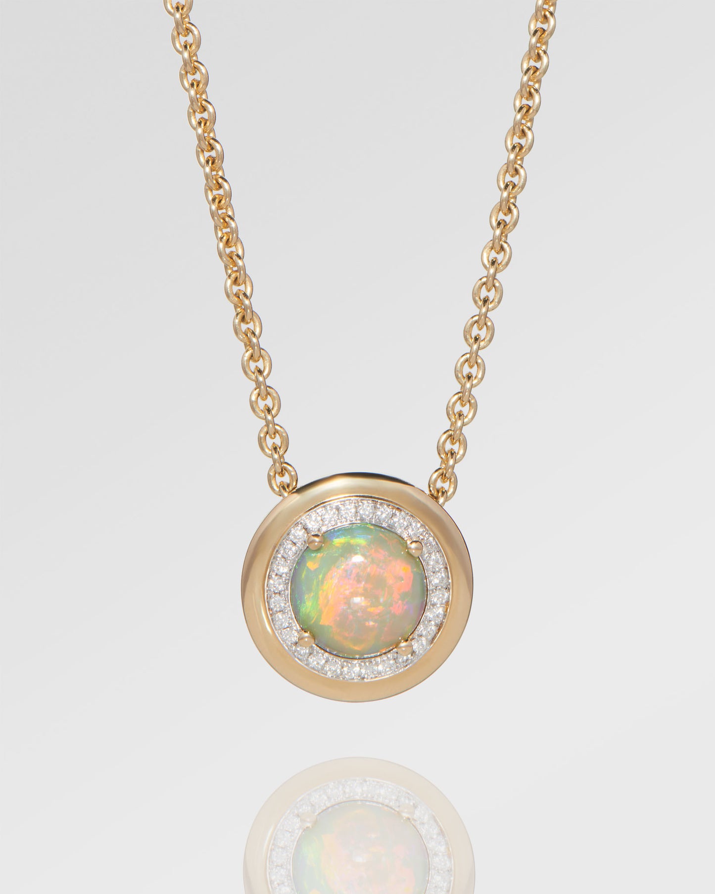 3.87ct Orange, Red Opal Necklace