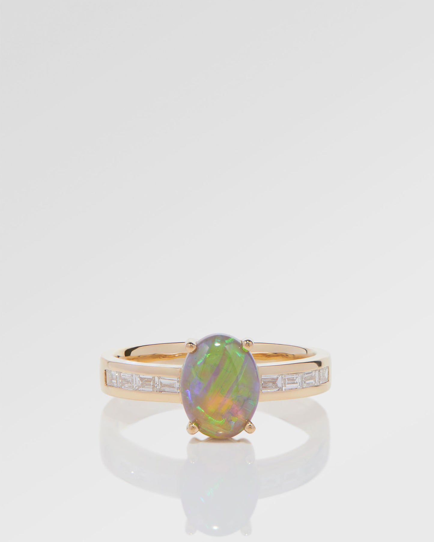 1.40ct Green, Orange Opal Ring