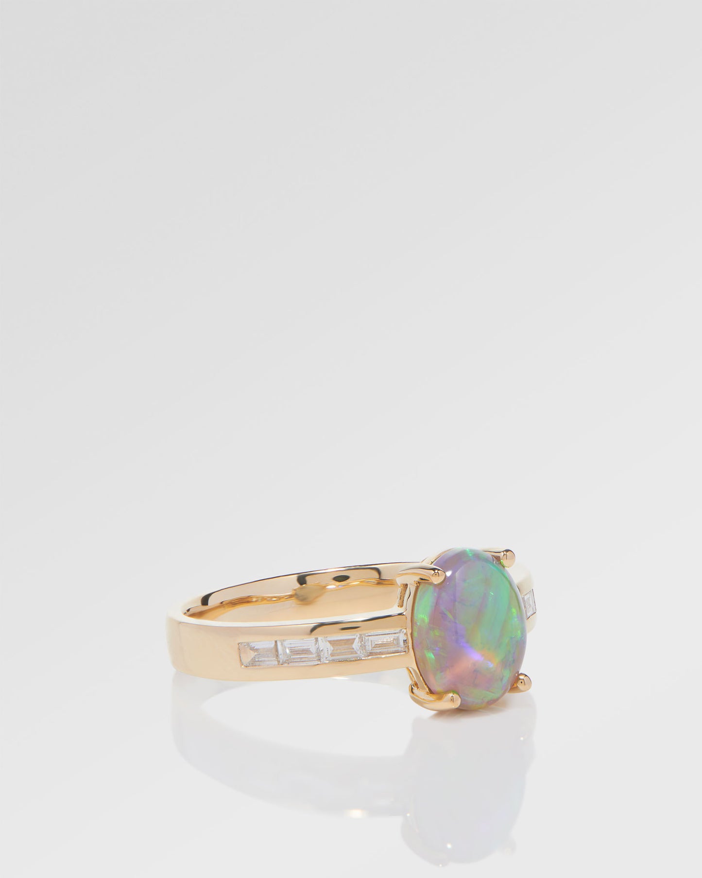 1.40ct Green, Orange Opal Ring