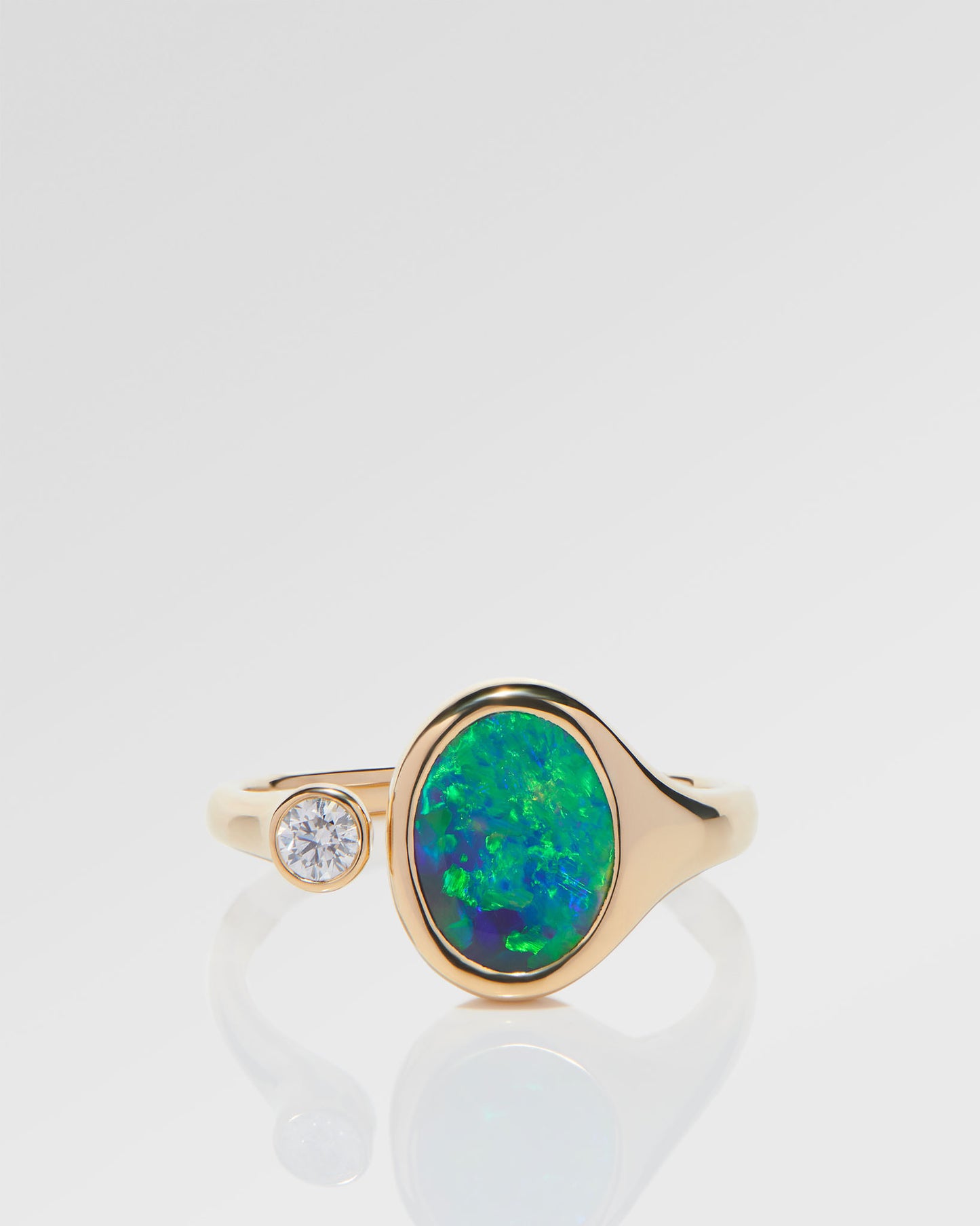 2.05ct Green, Orange Opal Ring