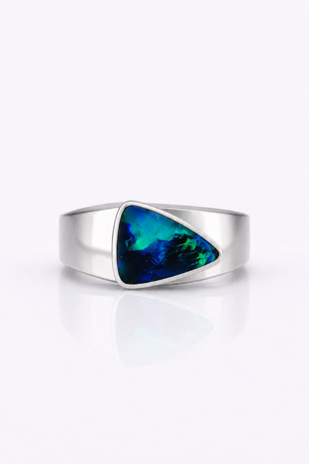 Bespoke 3.82ct Green, Blue Opal Ring