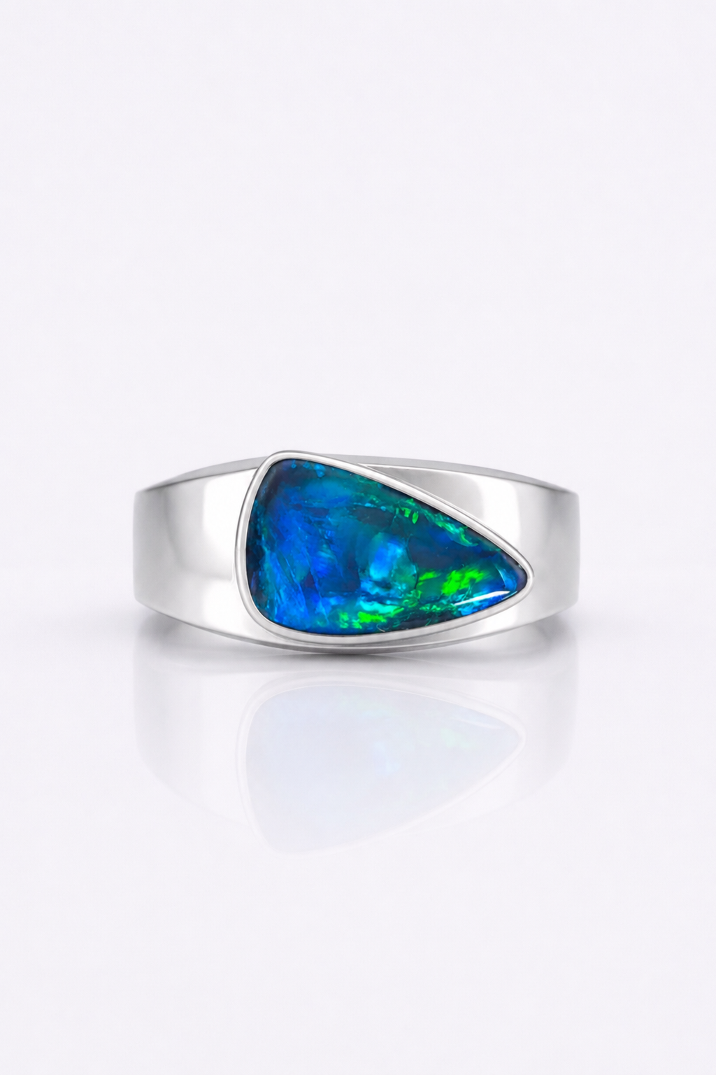Bespoke 2.57ct Green, Blue Opal Ring