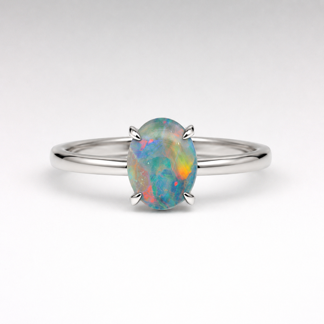 Bespoke 1.50ct Red-Multicolour Opal Ring