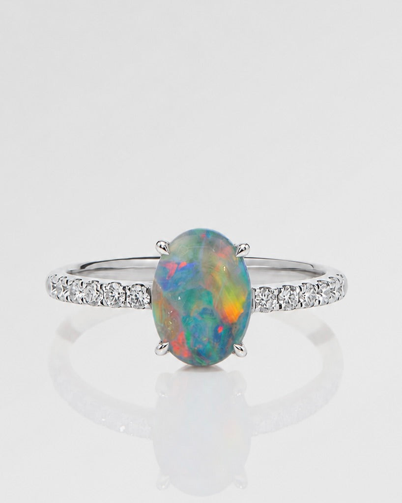 Bespoke 1.50ct Red-Multicolour Opal Ring
