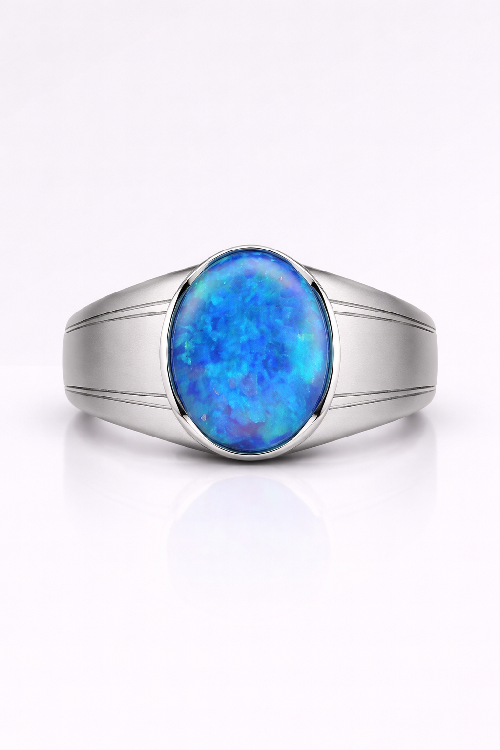 1.73ct Blue, Green Opal Men's Ring