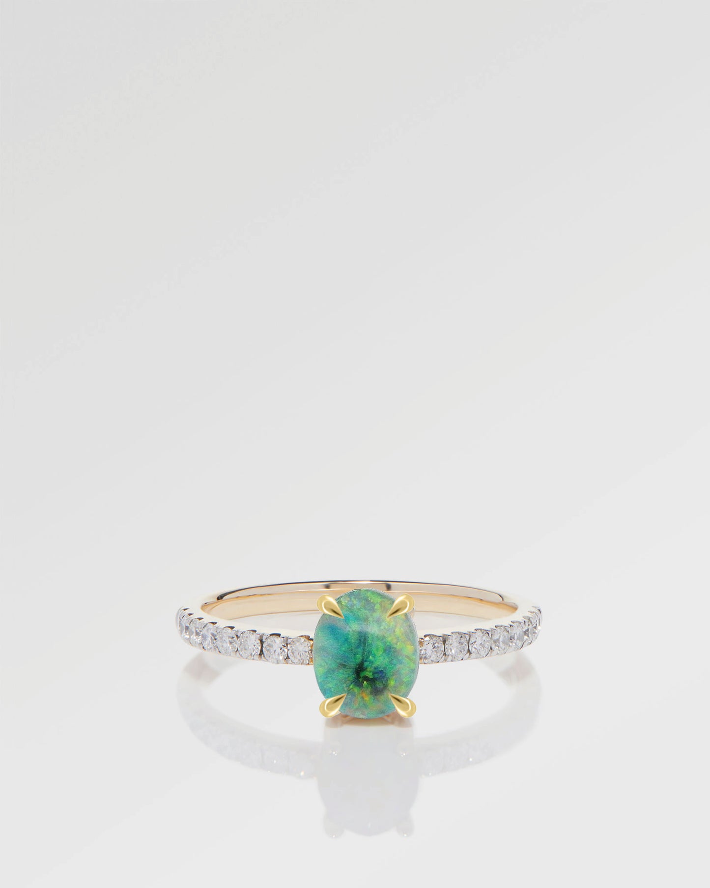 1.07ct Green, Orange Opal Ring