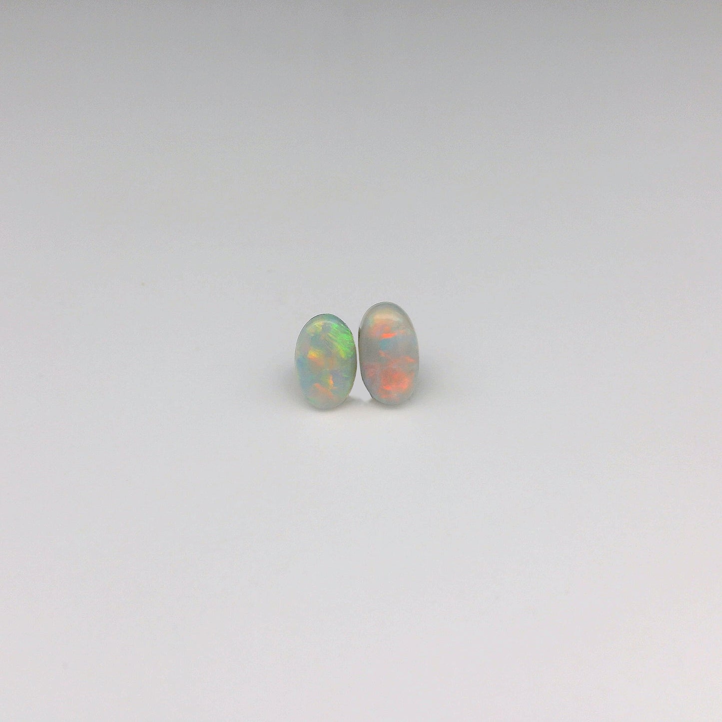 Bespoke 0.78ct Red-Multicolour Opal Earrings