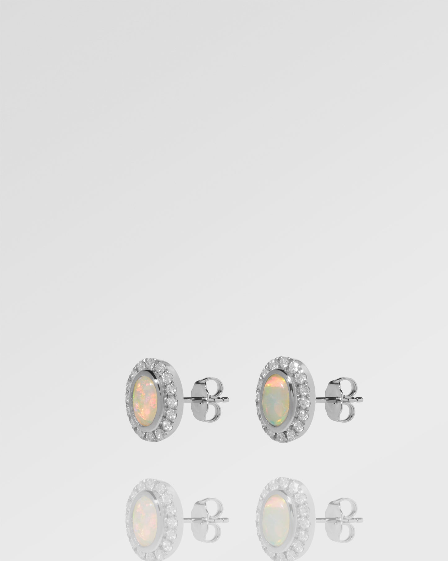 Cheal Opal Classic Collection Halo Stud Earrings, Oval