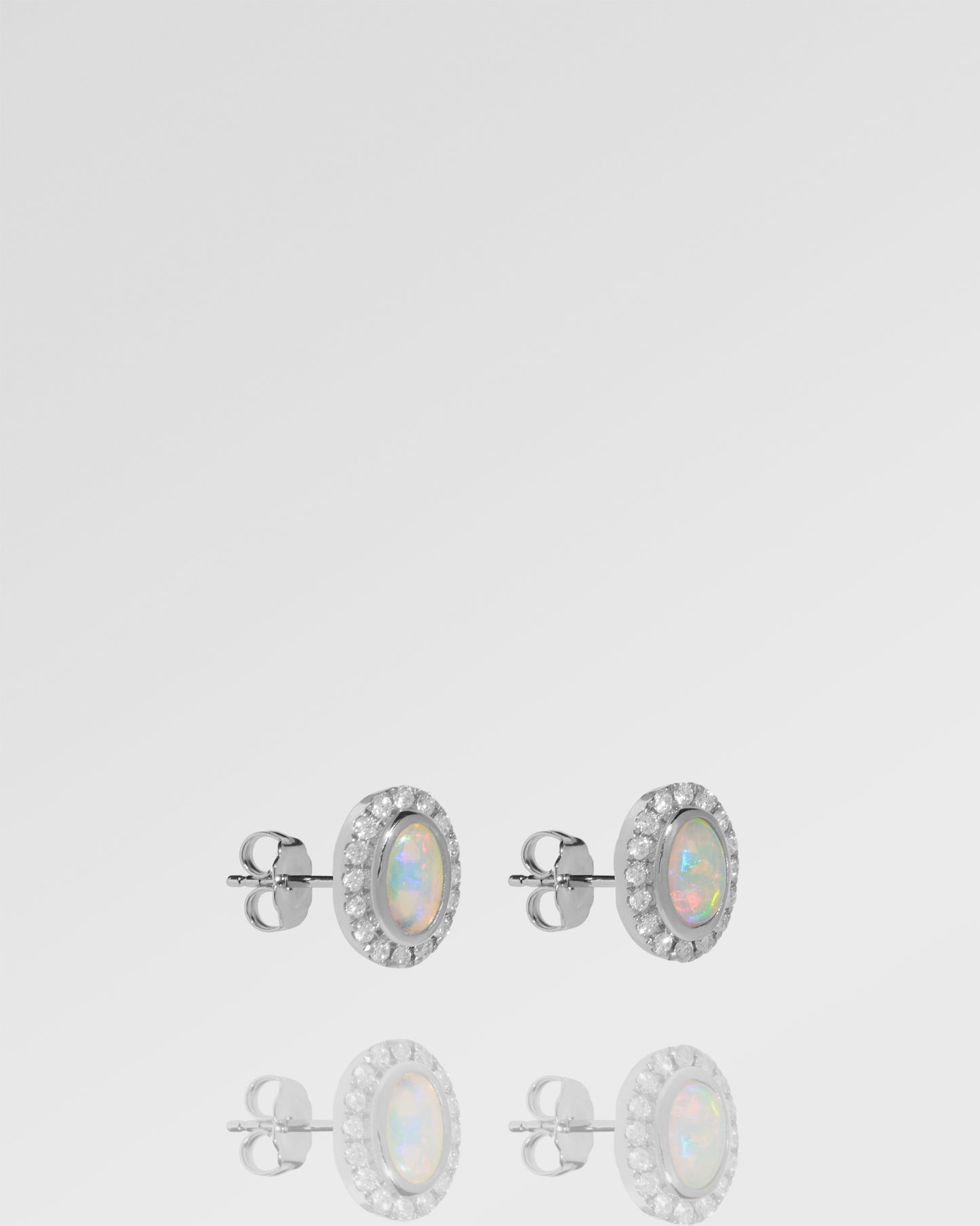 Cheal Opal Classic Collection Halo Stud Earrings, Oval