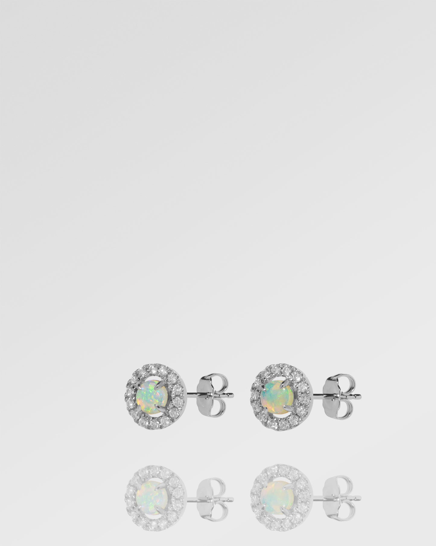 Cheal Opal Classic Collection Halo Stud Earrings, Round