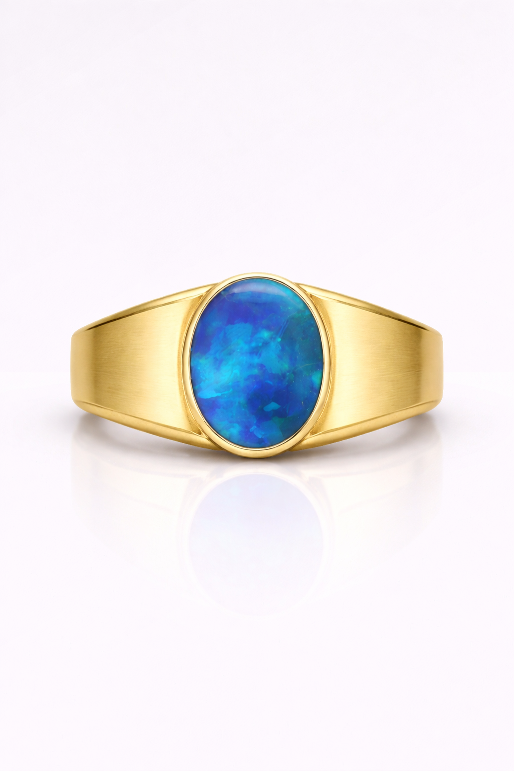 2.04ct Green, Blue Opal Men's Ring