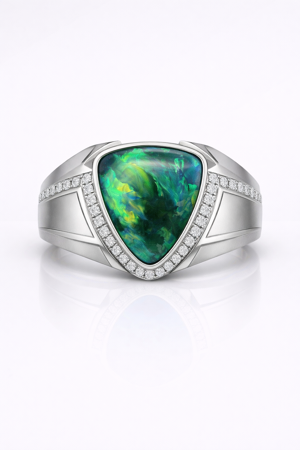 4.55ct Orange, Green Opal Men's Ring