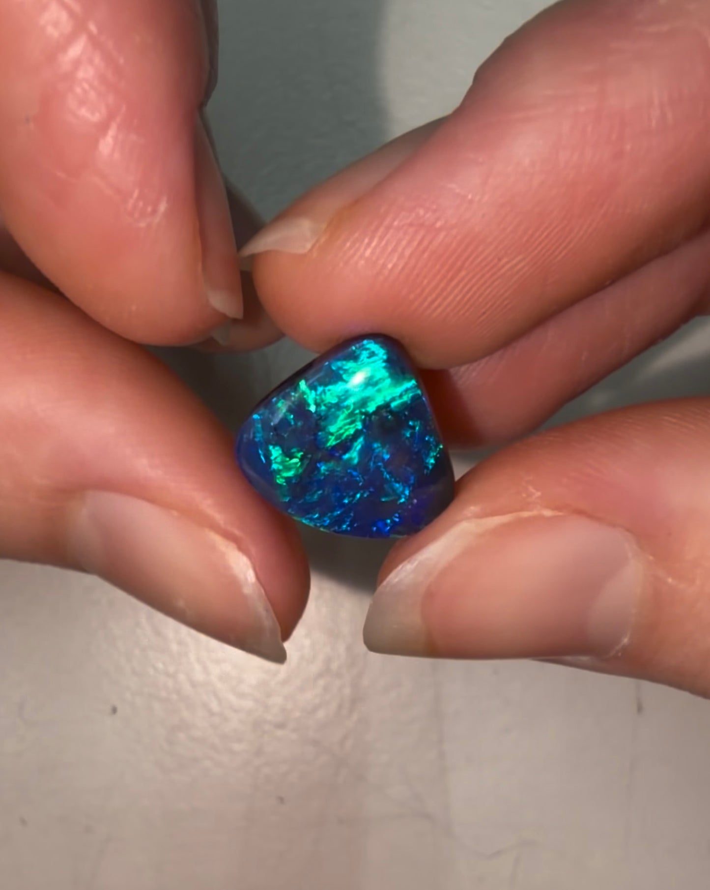 Bespoke 3.63ct Blue, Green Opal Ring