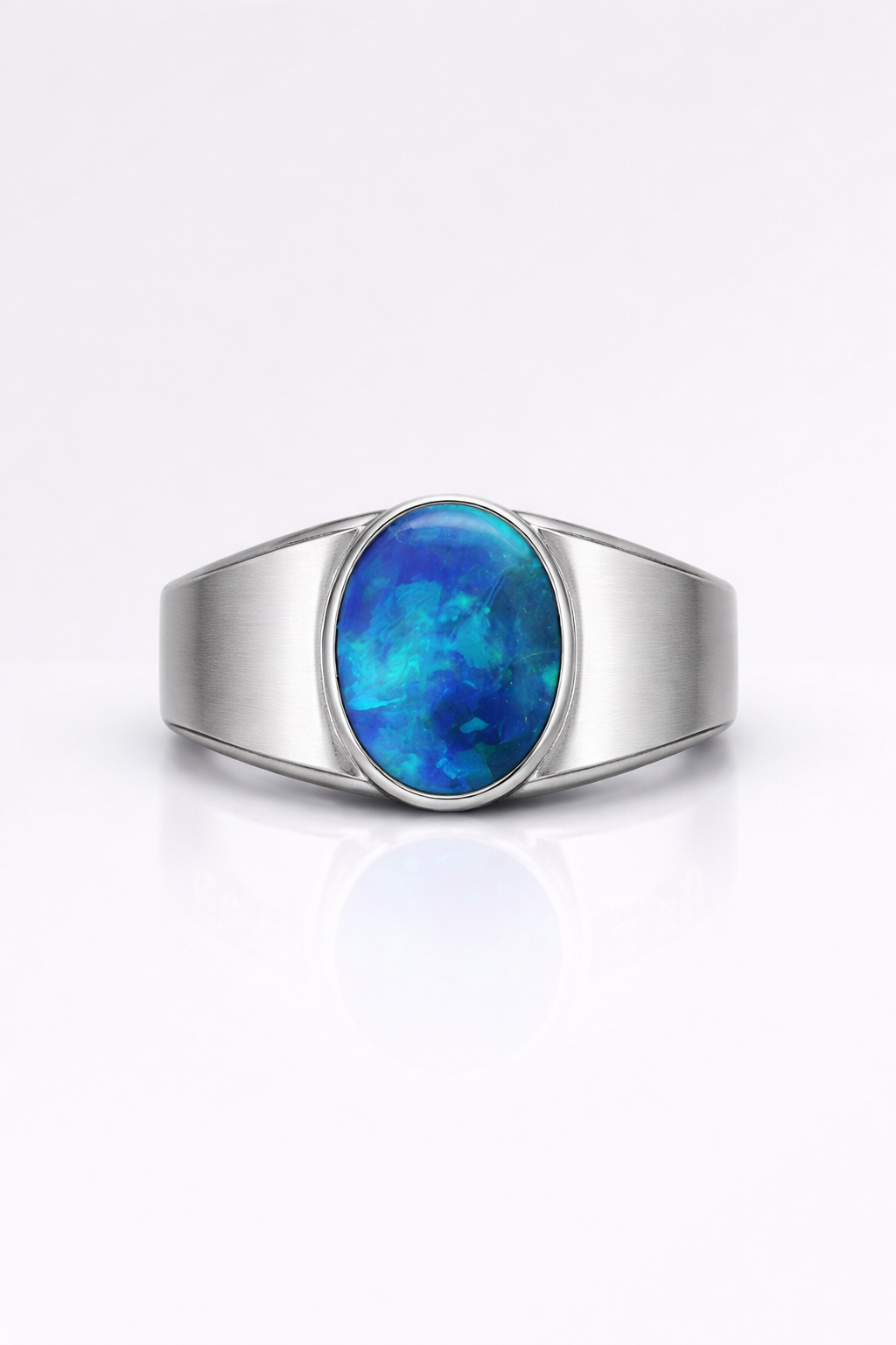 2.04ct Green, Blue Opal Men's Ring